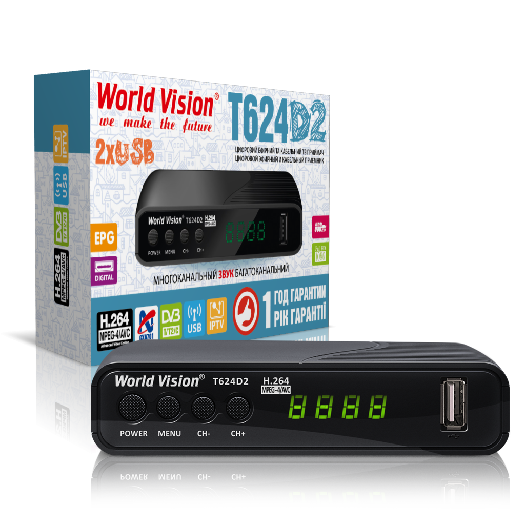

Тюнер DVB-T2 World Vision T624D2