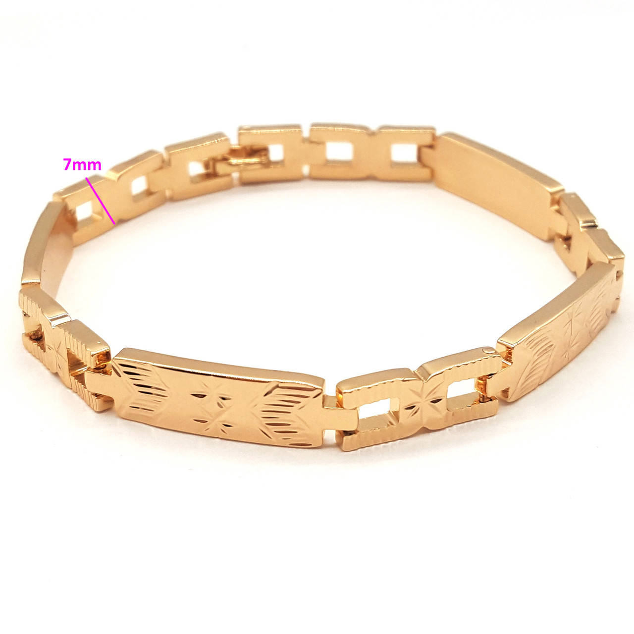 

Браслет позолоченный, с резным узором, без камней, p. 19,5, 18К