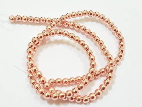 

Бусины на нитке Гематит цвет розовое золото d-4мм L-39см