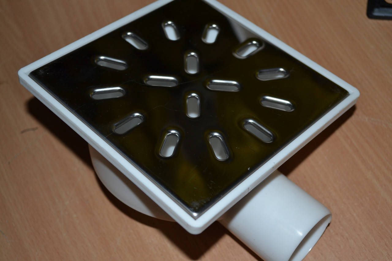 

Душевой трап горизонтальный D50, 100*100мм решетка нерж. сталь, гидрозатвор