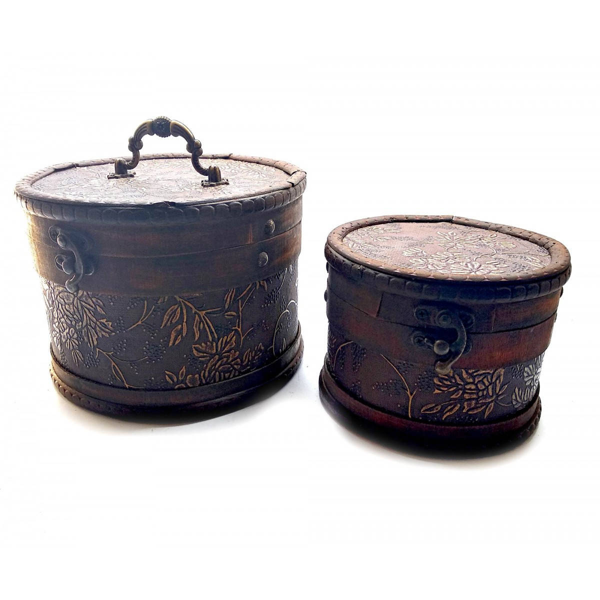 

Шкатулки круглые деревянные набор 2 штуки, Коричневый