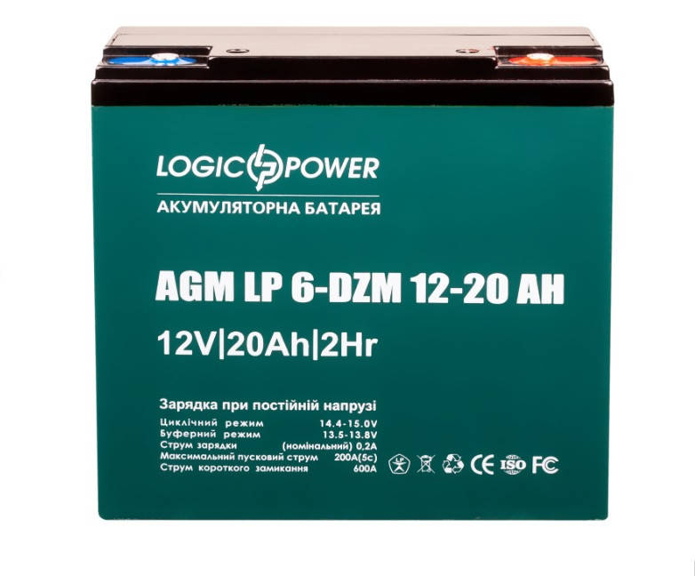 

Аккумулятор Тяговый LogicPower 20 Ач 12 V Свинцово-Кислотный AGM LP 6-DZM-20