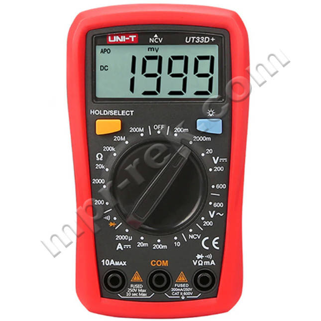 

Цифровой мультиметр UNI-T UT33D+ (600В, 10А, 200МОм, NCV)