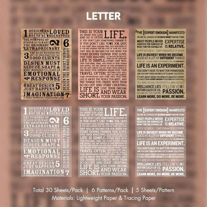 

Бумага для скрапбукинга Крафтовая 12х17 см Words 40 листов (HGD-PDSY007)