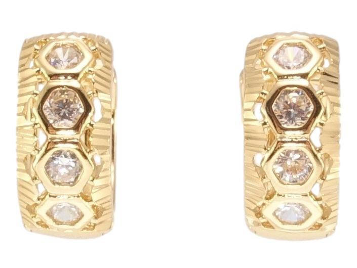 

Серьги Xuping Позолота 18K колечки "Декоративный орнамент соты с вставками циркония"
