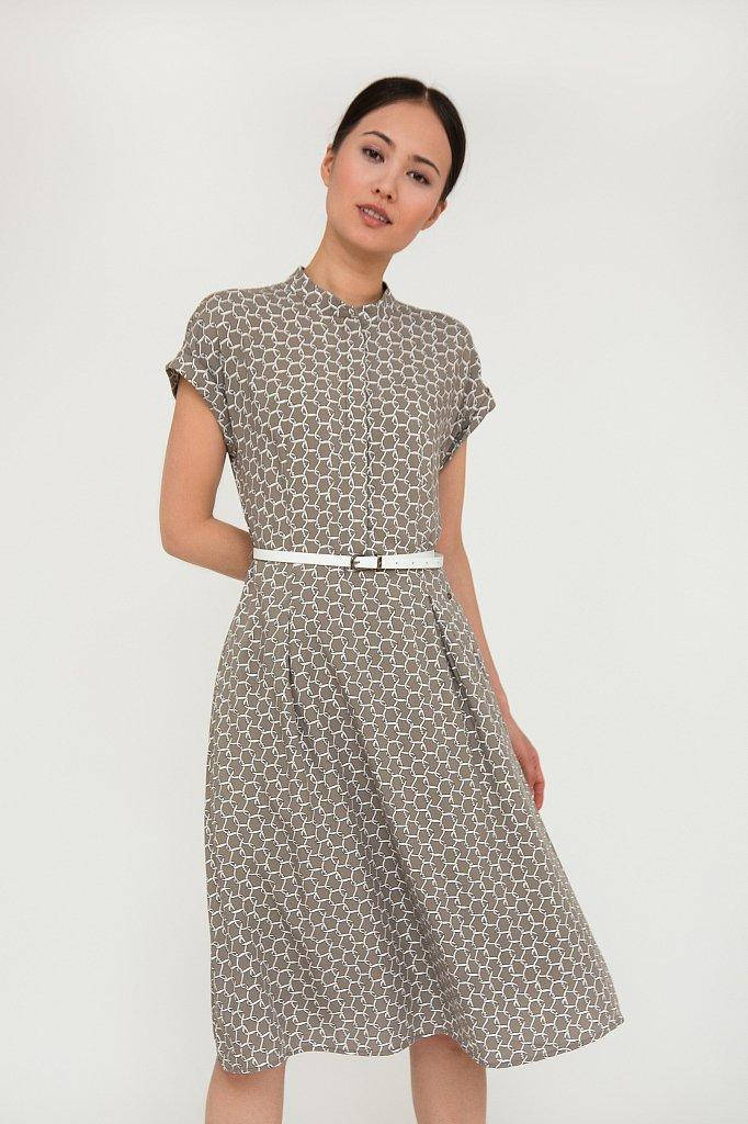 

Летнее платье миди из вискозы с поясом Finn Flare S20-11088-602 светло-коричневое