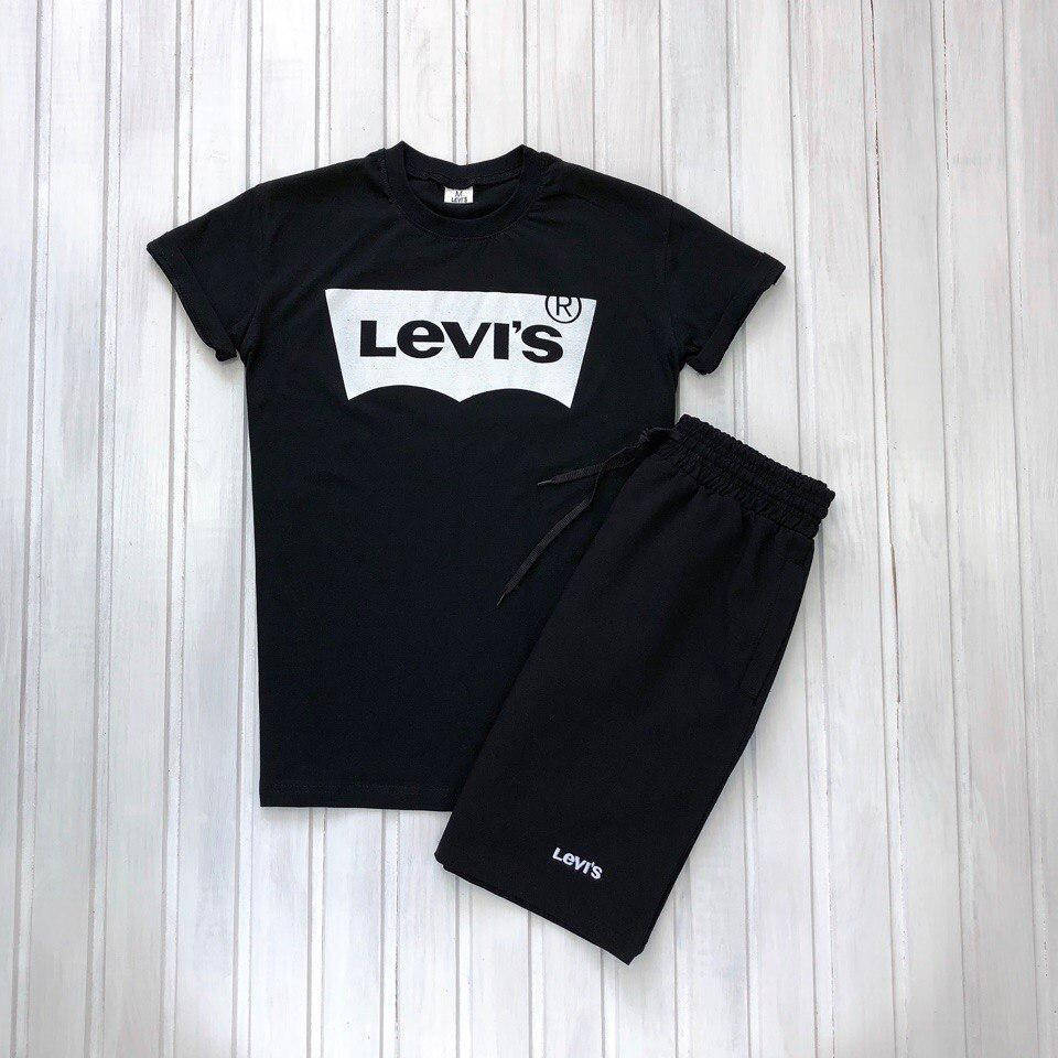 

Мужской комплект Levis футболка + шорты Ливайс \ Левайс черного цвета, Черный