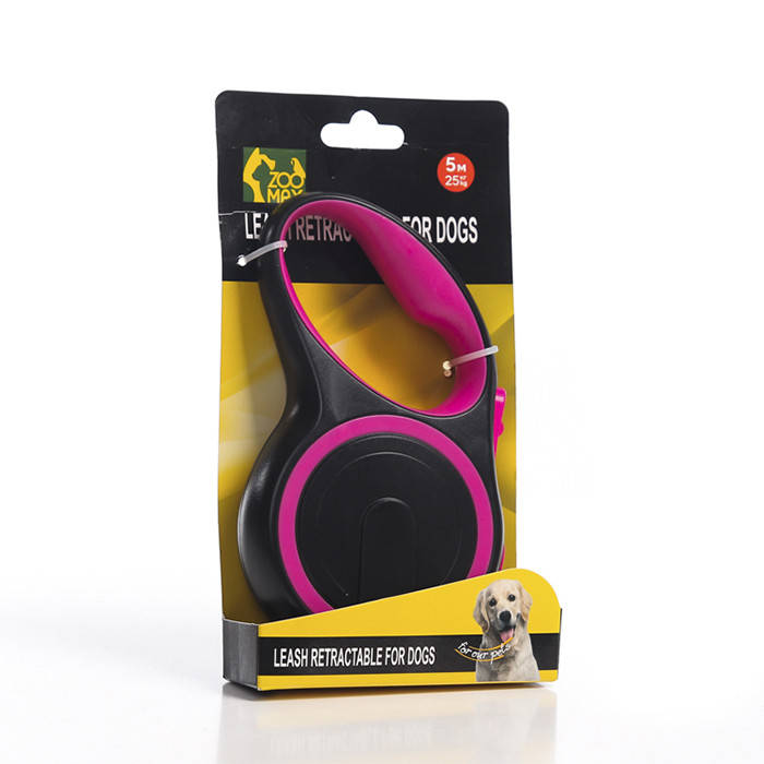 

Поводок рулетка лента розовая 5м 25кг 708-5M-Pink ZooMax, Розовый