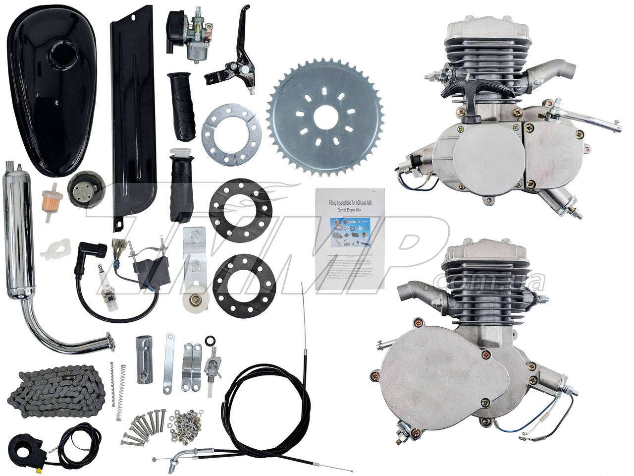 

Веломотор оригинал / дырчик 80см3 чёрный со стартером