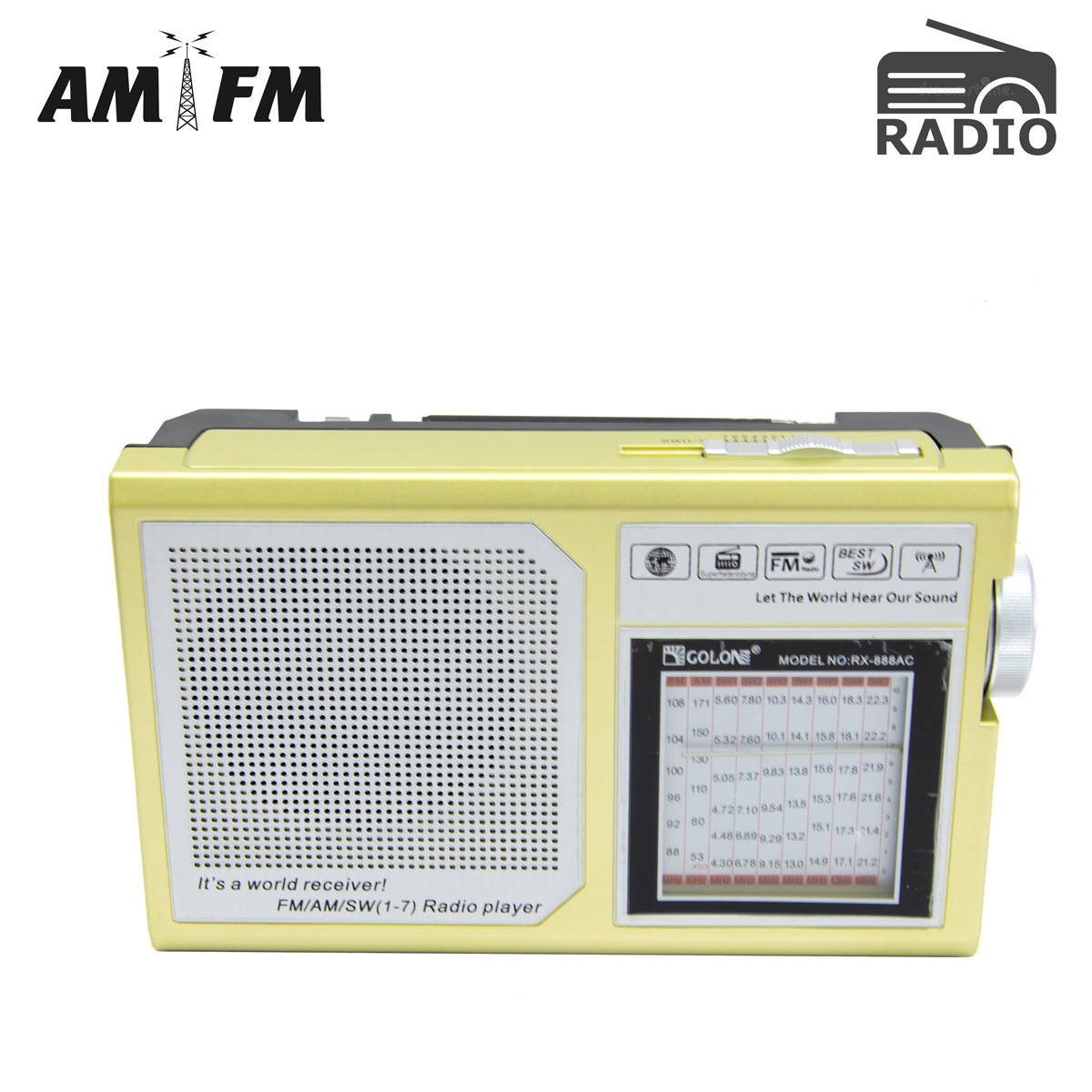 

Портативный радиоприемник FM/AM/SW Golon RX-888AC приемник на батарейках, фм радио с хорошим приемом (NS)