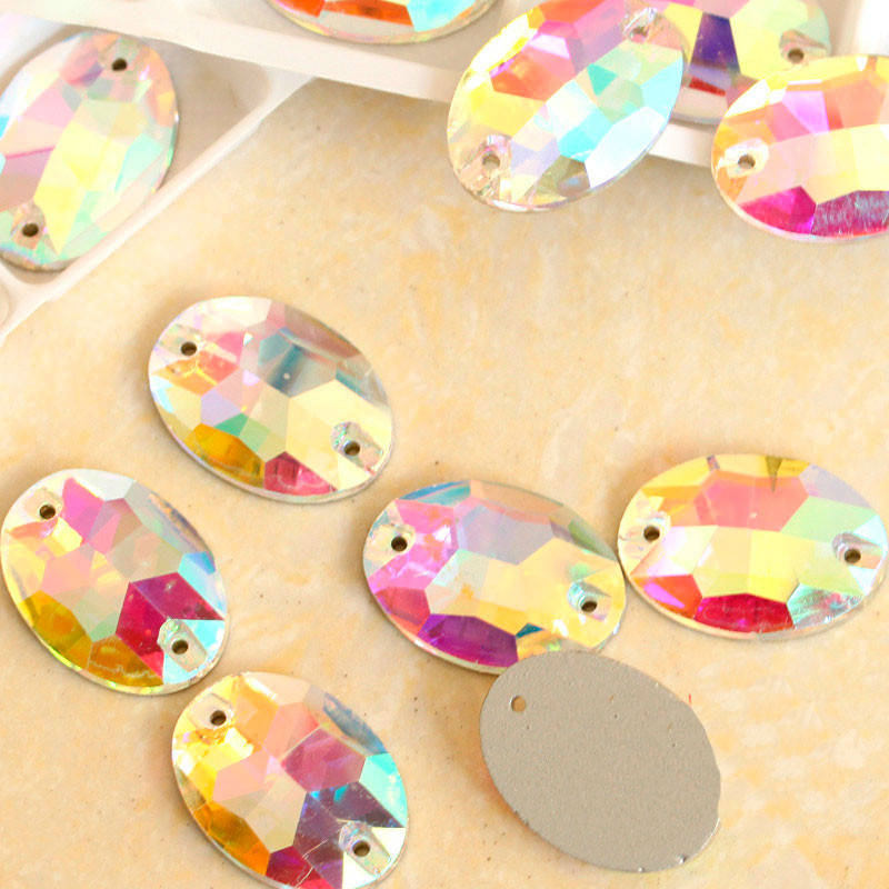 

Нашивные стразы Crystal AB 11х16мм.