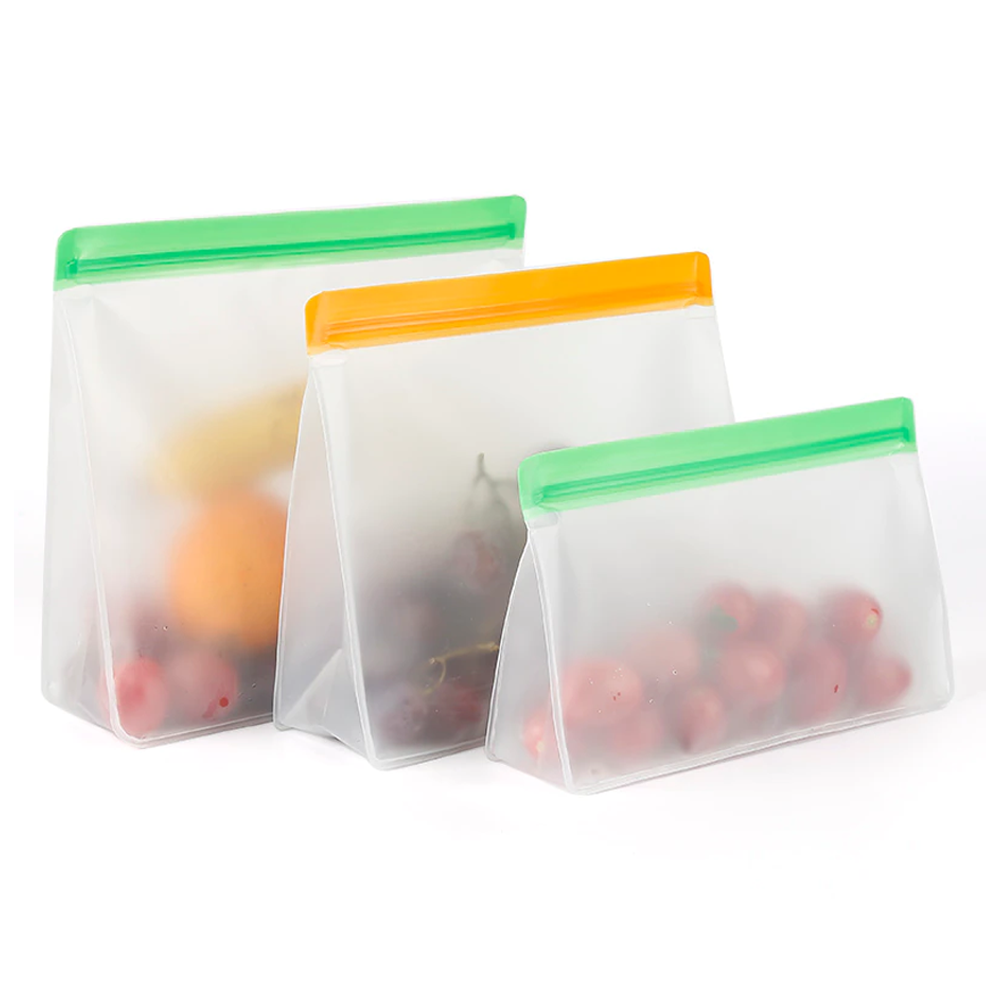 

Многоразовые силиконовые пакеты для хранения продуктов набор 3 шт., Прозрачный