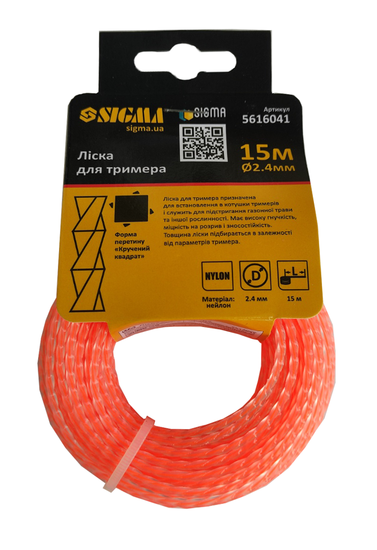 

Жилка для триммера 2,4 мм*15 м кручена