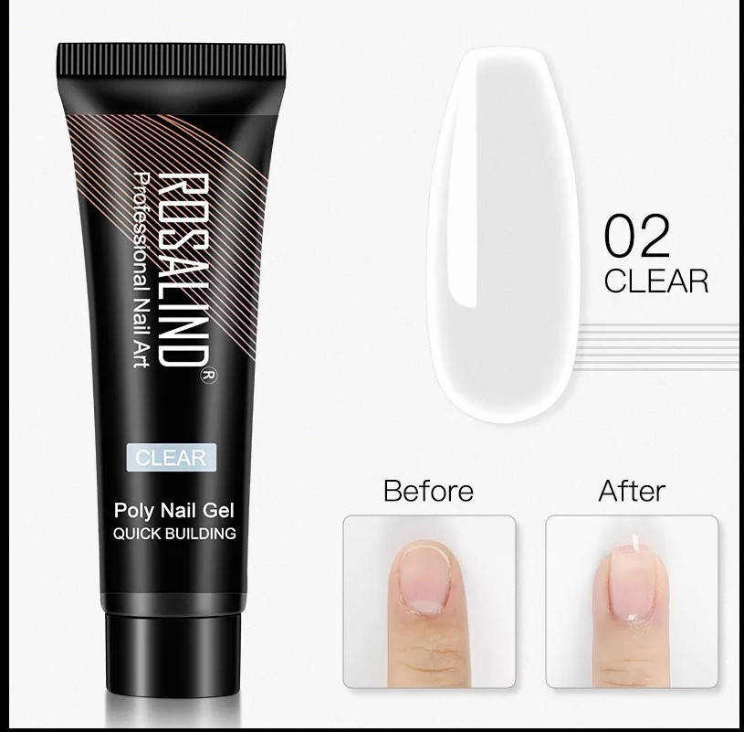 

Rosalind Полигель Акрил гель, акригель для наращивания и укрепление ногтей 15мл Прозрачный 02