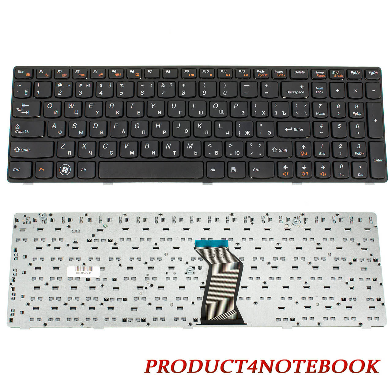

Клавиатура для ноутбука LENOVO (G580, G585, N580, N585, Z580, Z585) rus, black, black frame, Черный
