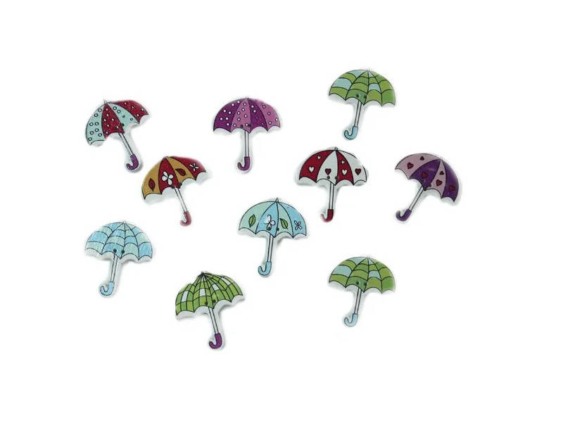 

Пуговица деревянная "Зонтики", 30*35мм, ассорти