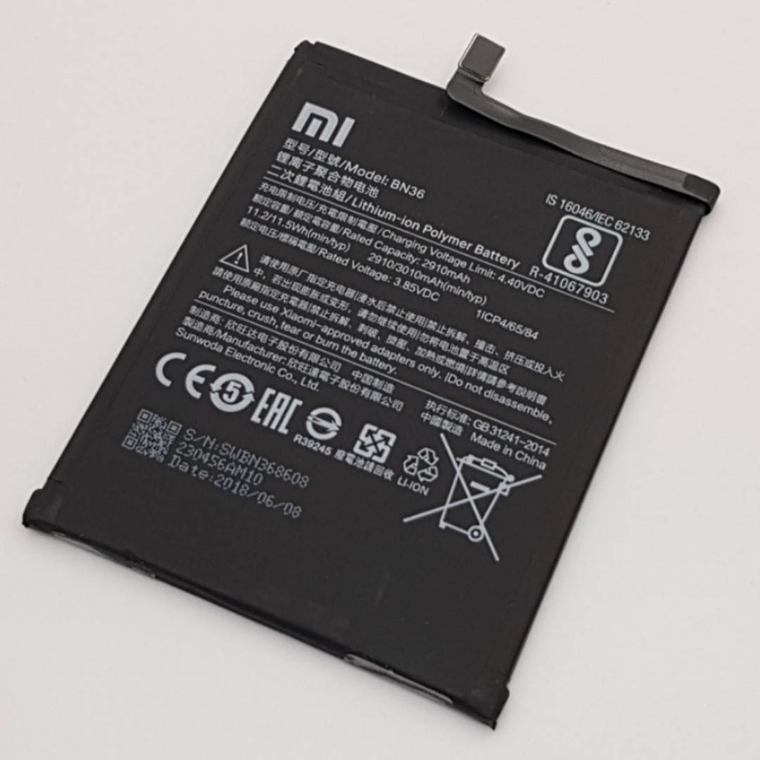 

Батарея аккумуляторная BN36 Xiaomi Mi A2 Сервисный оригинал с разборки (до 10% износа)