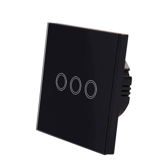 

Сенсорный WiFI Настенный Выключатель c подсветкой EU для от 1 до 3 кнопок для Ewelink (среда Sonoff) Три кнопки, Чёрный
