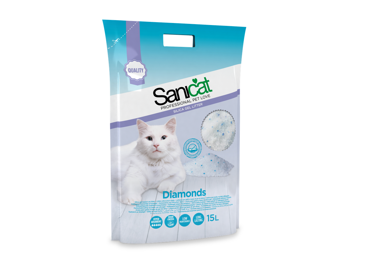 

Силикагелевый наполнитель 15л-7,12кг Sanicat Diamonds