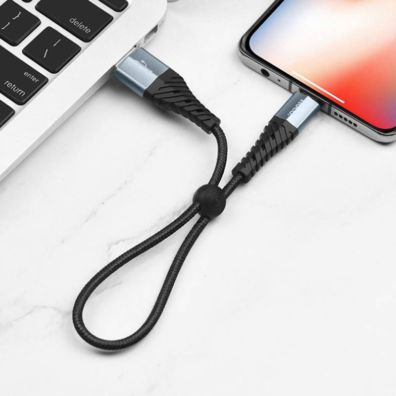 

Кабель Usb Lightning HOCO X38 Cool 2.4A 0.25m (круглый) Black, Черный