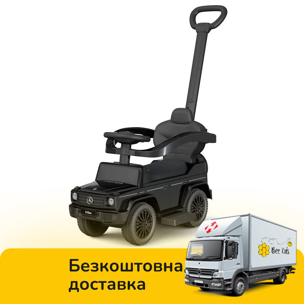 

Каталка-толокар с родительской ручкой Mercedes (машинка, музыка, на батарейке) Джип Bambi 653-2 Черный