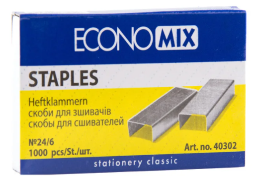 

Скобы для сшивателей Economix №24/6 1000 шт Е40302