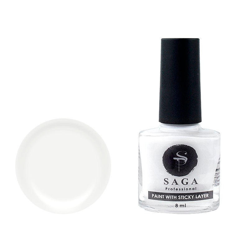 

Лак-краска для стемпинга Saga Professional Stamping Paint - белый, с липким слоем, 8 мл