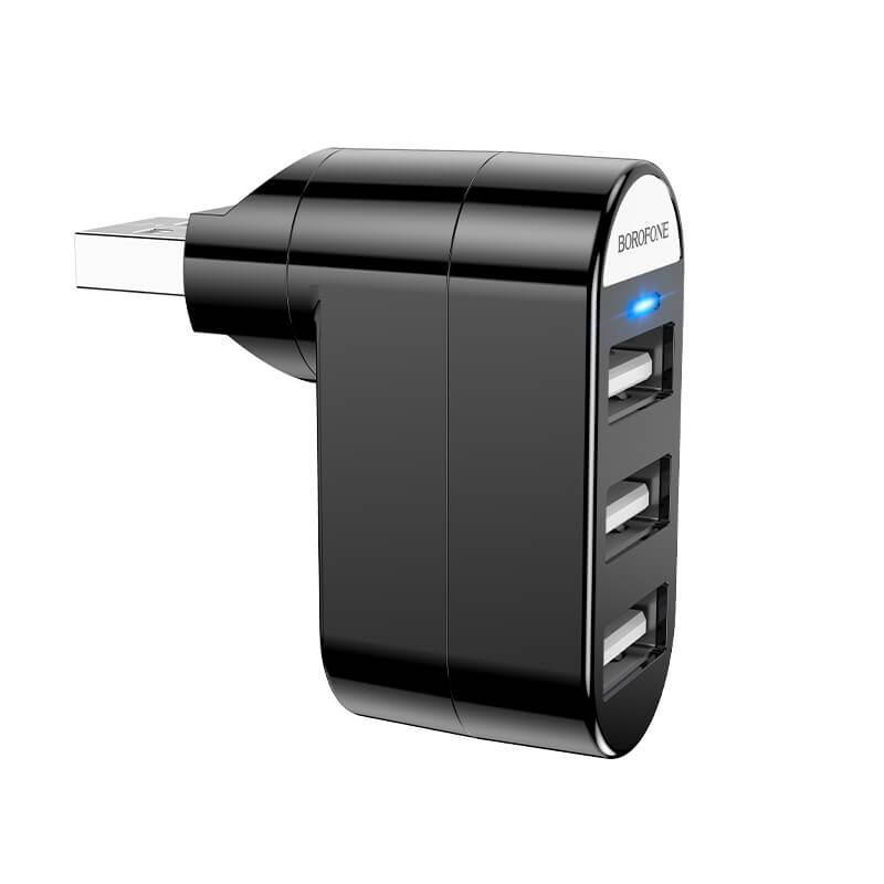 

Мини USB 2.0 хаб Borofone DH3 для ноутбука/ПК поворотный. USB 2.0 разветвитель/концентратор 3USBx2.0, 180°
