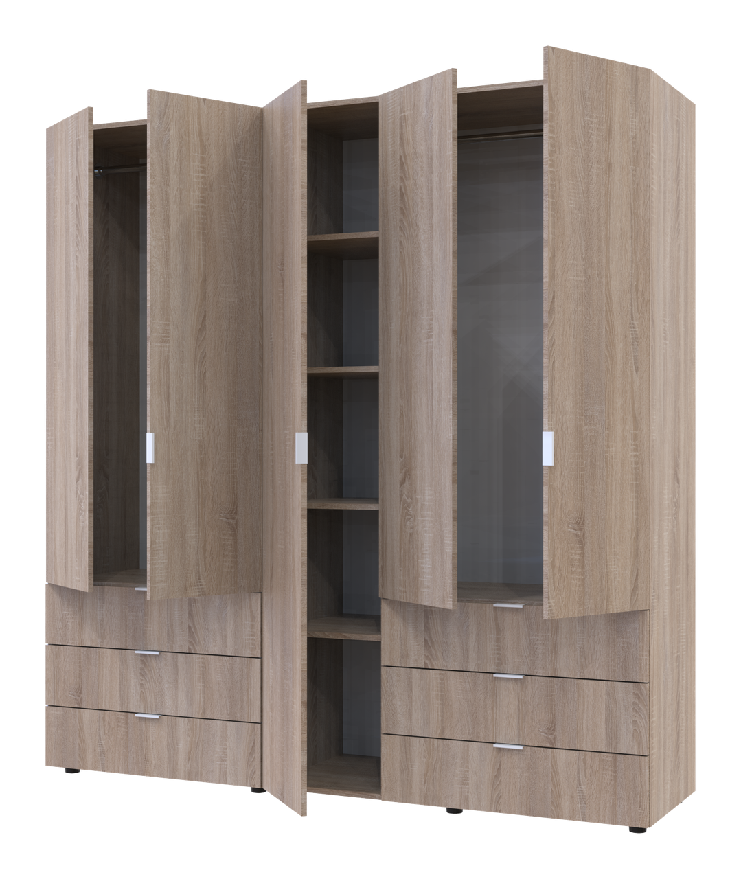 Розпашна Шафа для одягу Doros Гелар комплект Cонома 2+3 ДСП 193,7х49,5х203,4 (42002122) 2