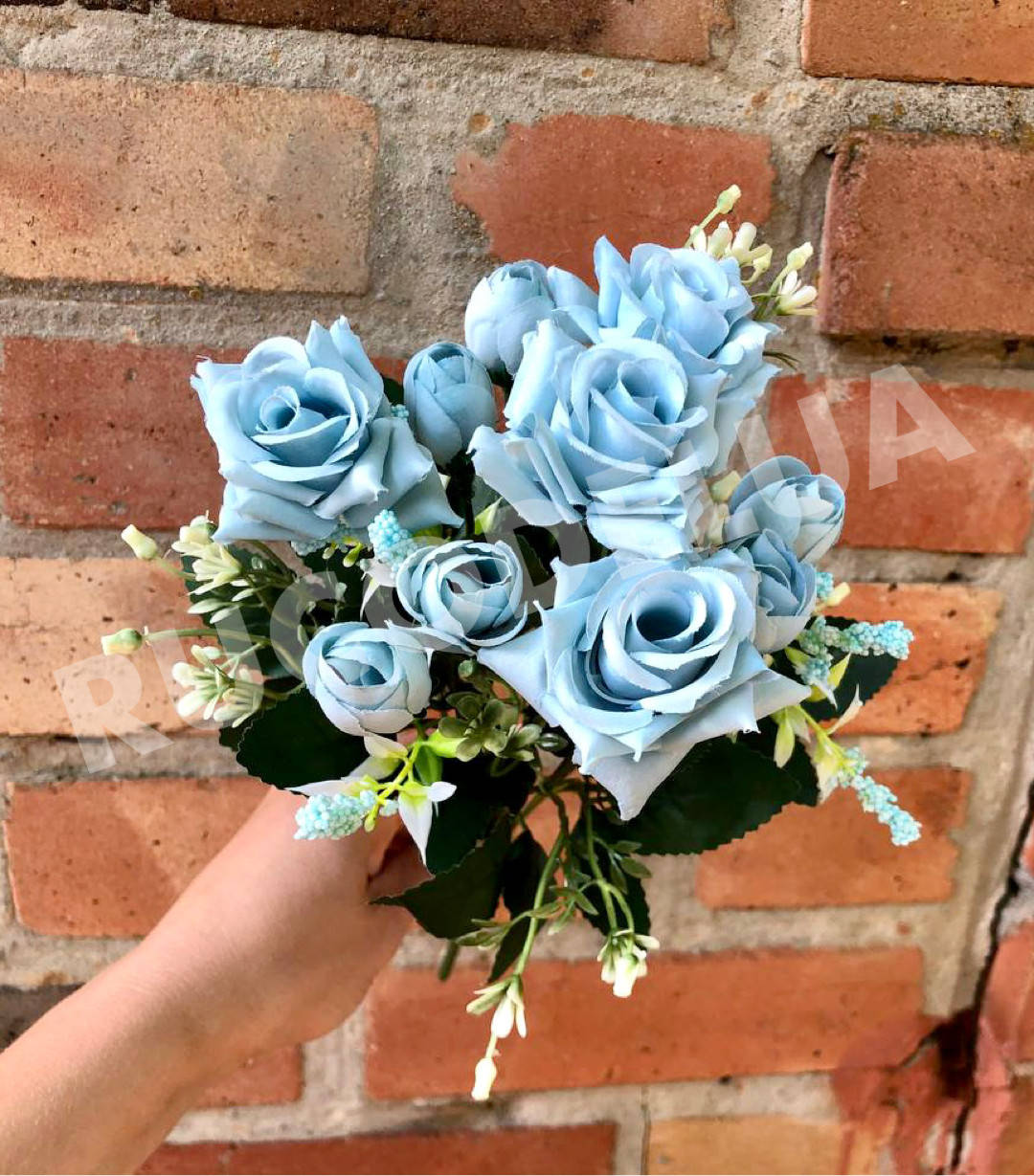 

Троянди гострокінцеві букет (37 см) блакитні, Зелёный