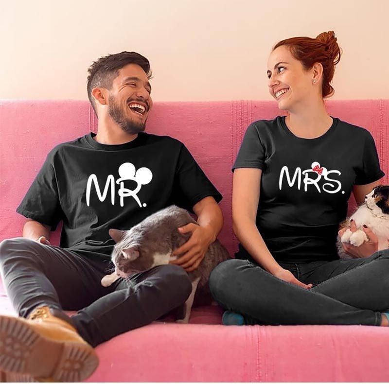 

Парные футболки. Футболки для влюбленных. Mr and Mrs. Микки и Минни МАУС M, L, черный