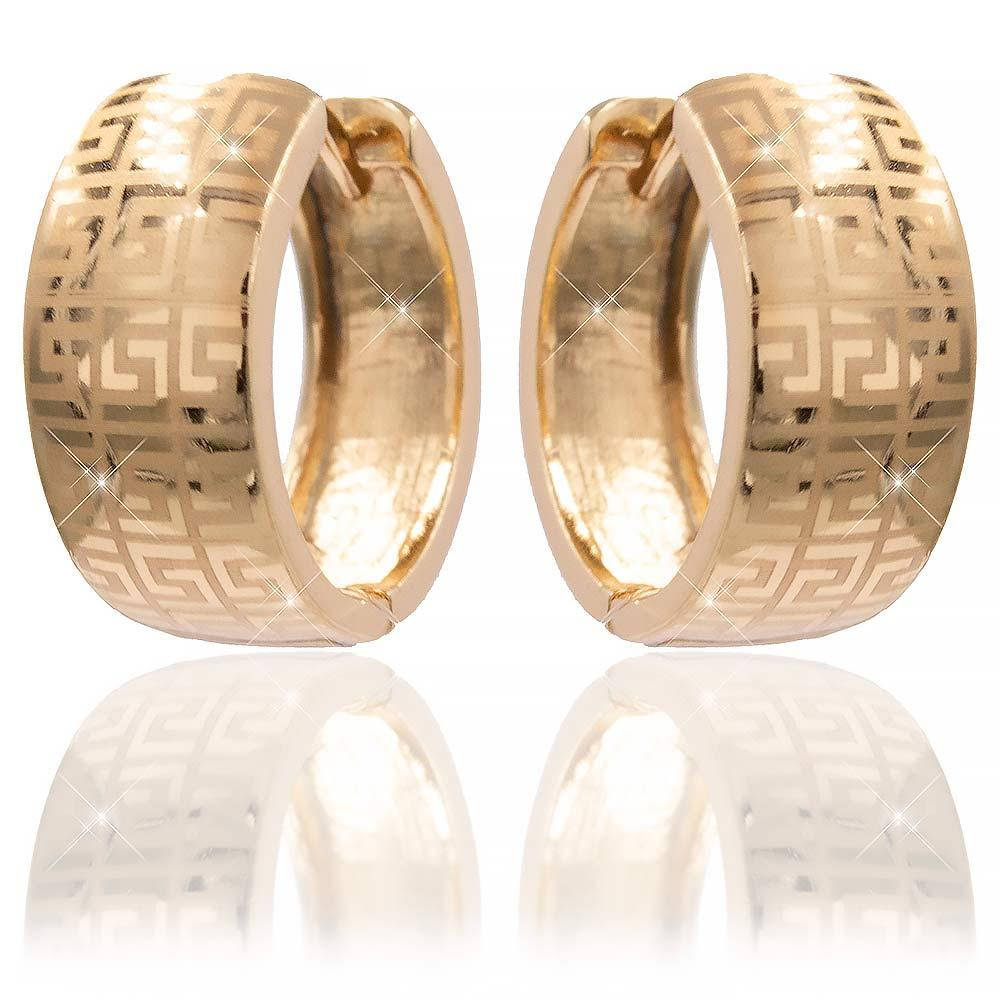 

Серьги классические «Греческий узор» лимонная позолота (Медицинское золото)