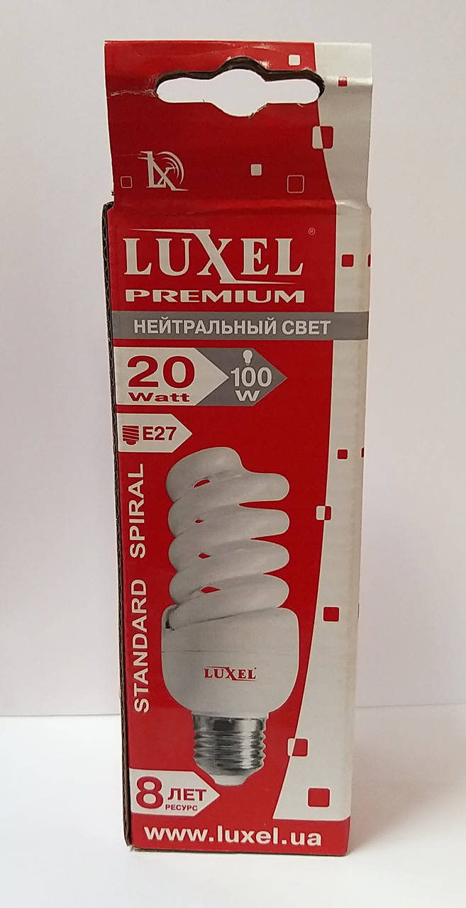 

Лампа энергосберегающая 20W E27 LUXEL PREMIUM 4100К
