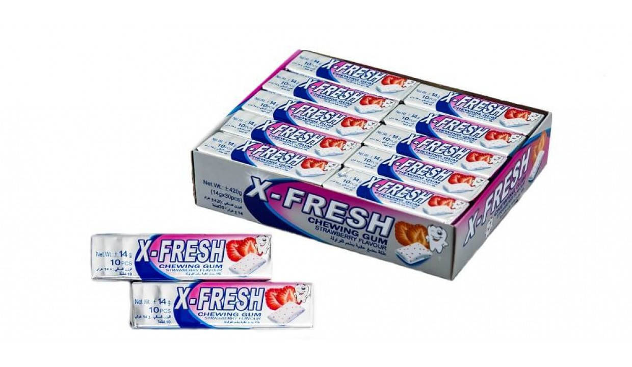 

Жевательная резинка X-FRESH подушечки (клубника) 30шт /блок
