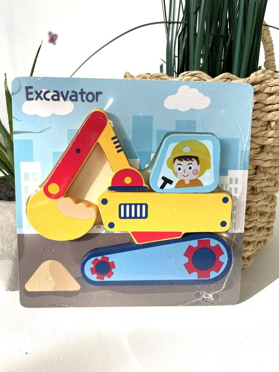 

Вкладыш-пазл, деревянный, Excavator