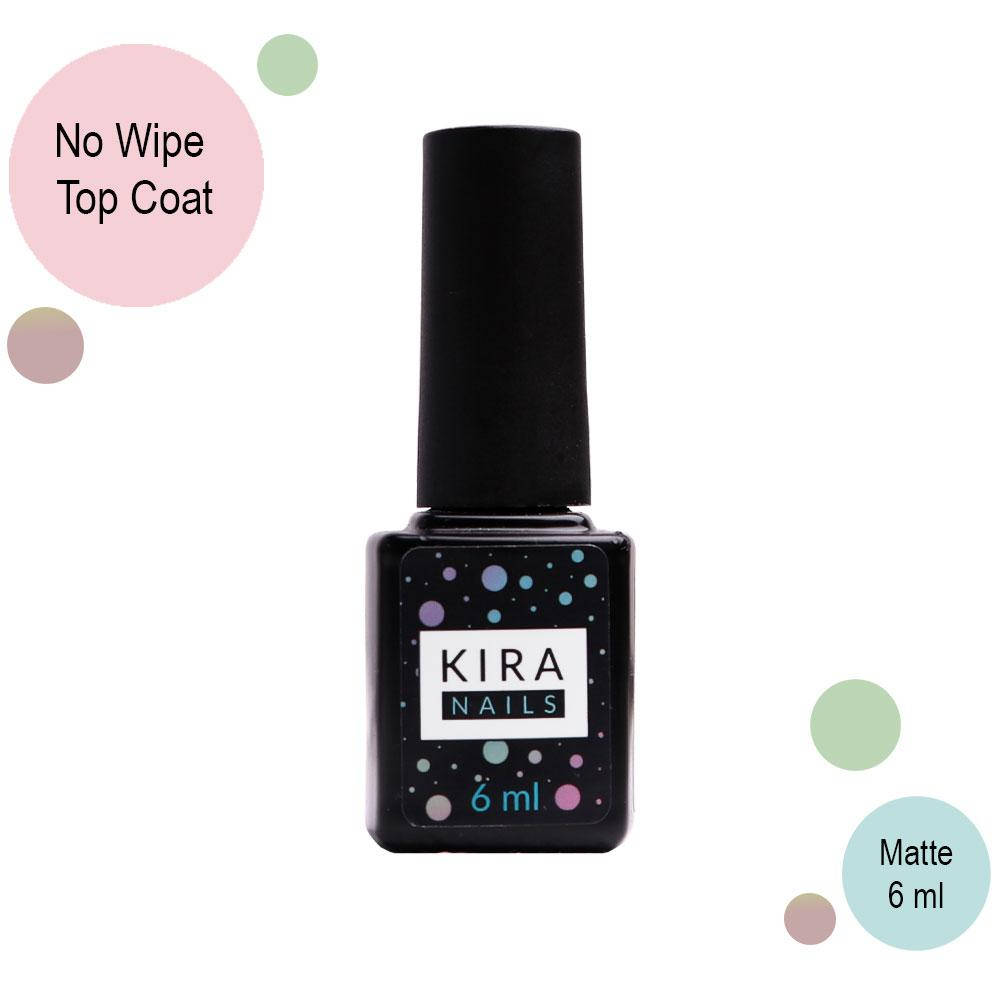 

Kira Nails Matte No Wipe Top Coat - матовый топ для гель-лака БЕЗ липкого слоя, 6 мл