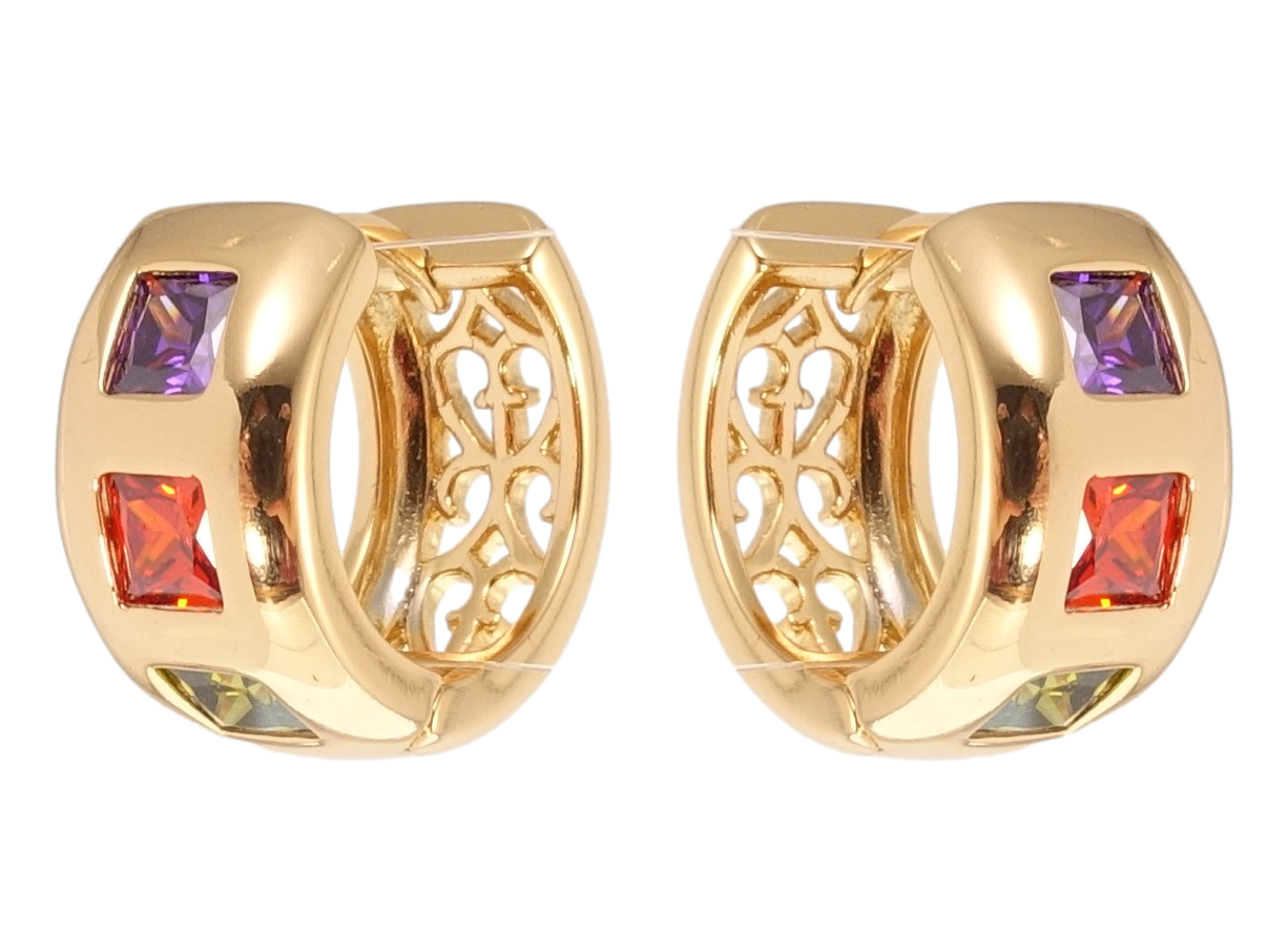 

Серьги Xuping Позолота 18K колечки "Вставки цветные фианиты"