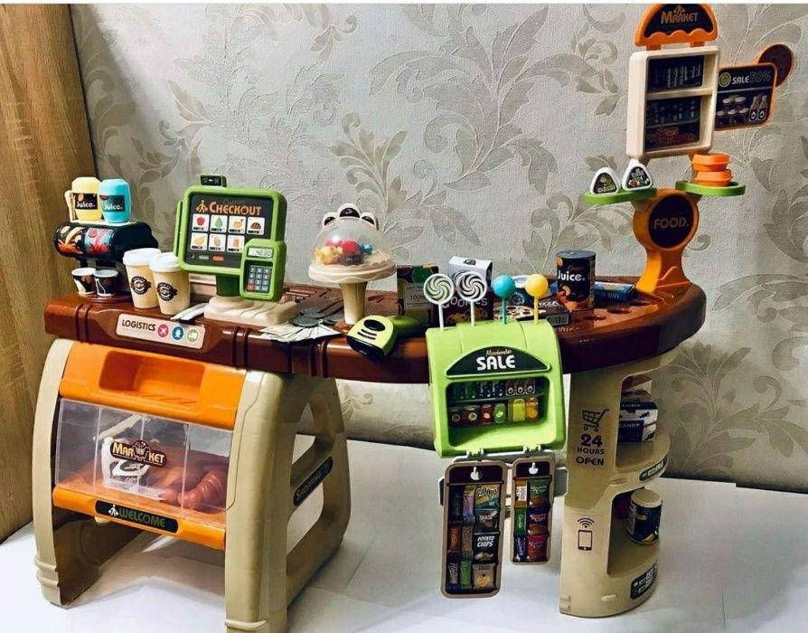 

Супермаркет большой,детский магазин, касса продукты звук свет Прилавок 668-69