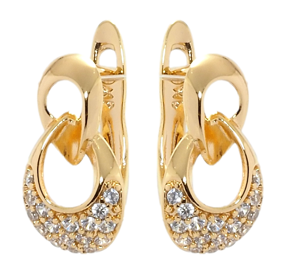 

Серьги Xuping Позолота 18K английский замок "Петельки с цирконием"