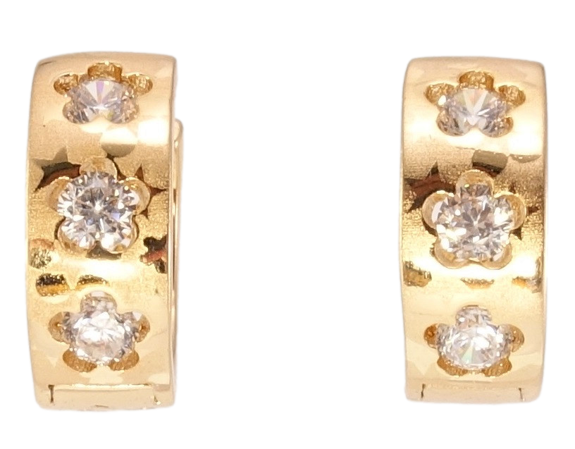 

Серьги Xuping Позолота 18K колечки "Цветочный орнамент с цирконием и напылением"