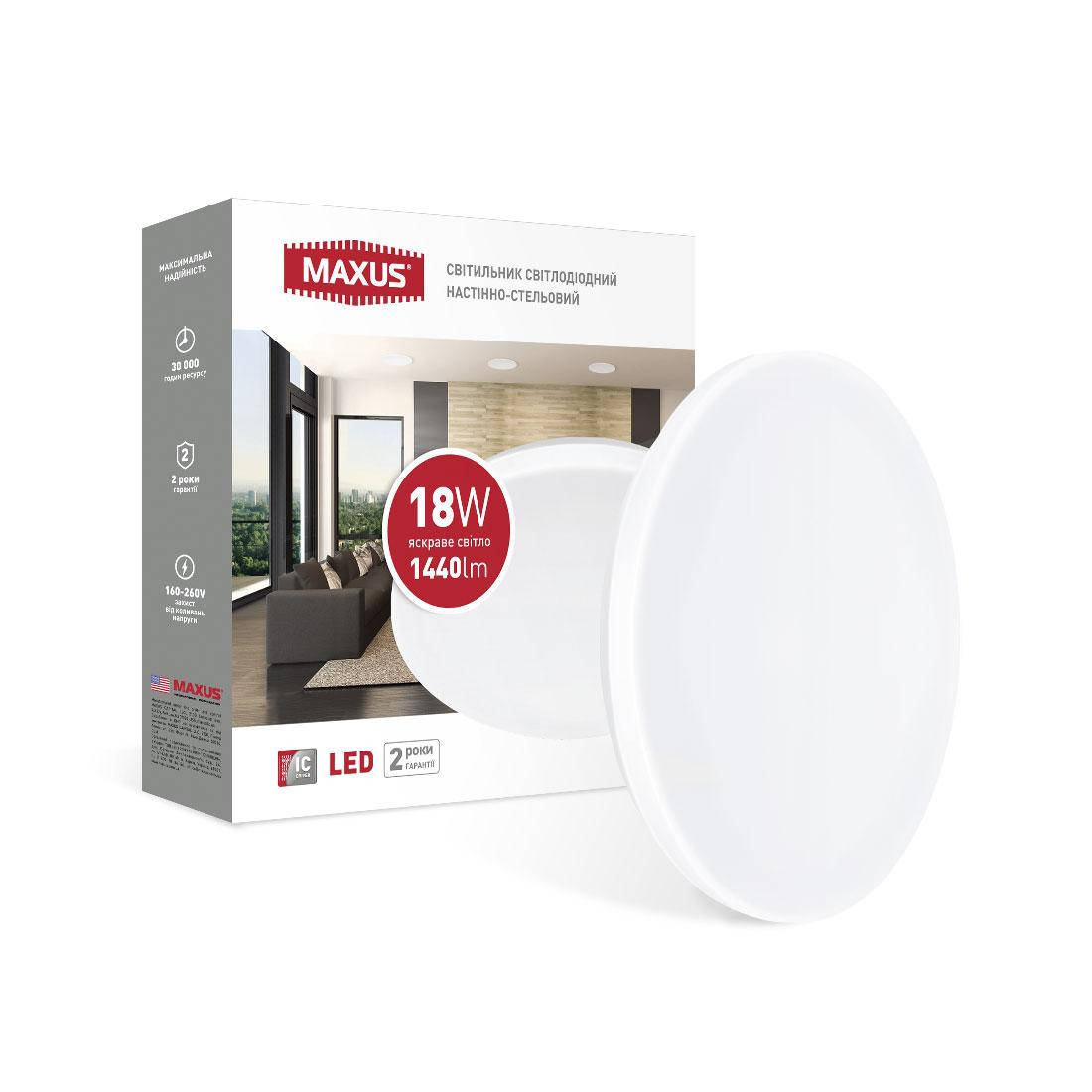 

Светильник светодиодный настенно-потолочный Maxus Ceiling light 18W 4100K C (круг)