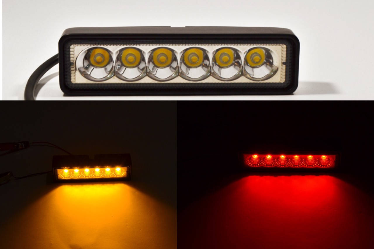 

Светодиодная LED фара 30Вт (светодиоды 5w x6шт) Желтый и красный свет, Черный