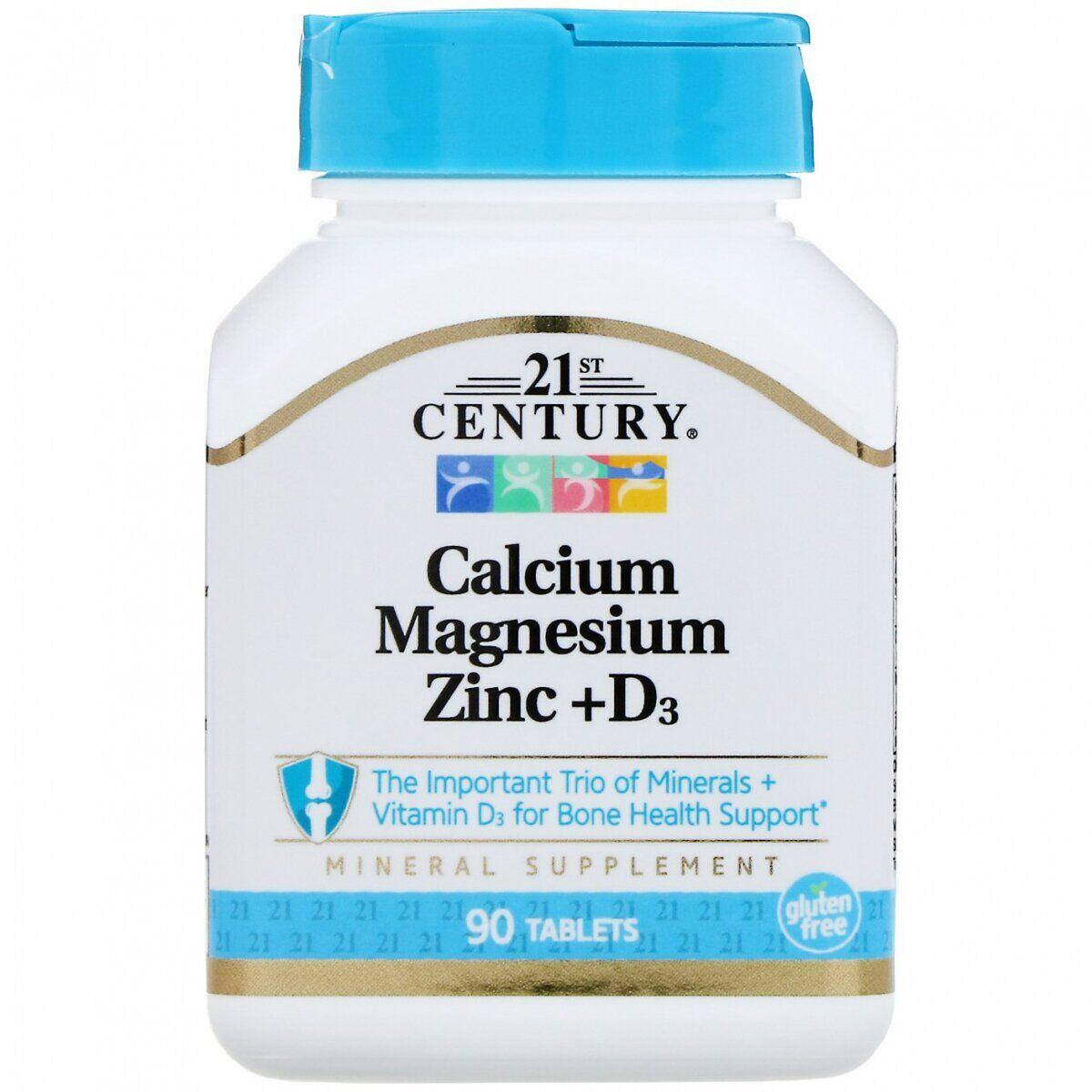 

Кальций Магний Цинк + Д3, Cal Mag Zinc + D3, 21st Century, 90 таблеток