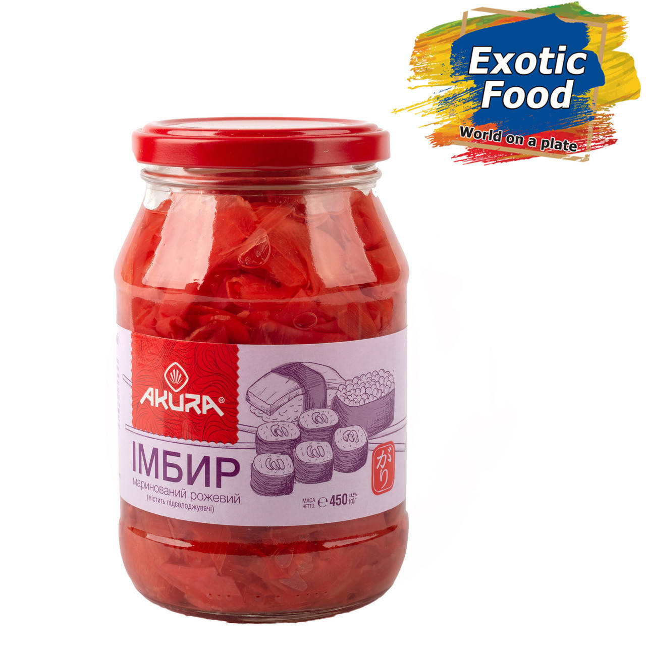 

Имбирь маринованный для суши ТМ "AKURA", 450 г