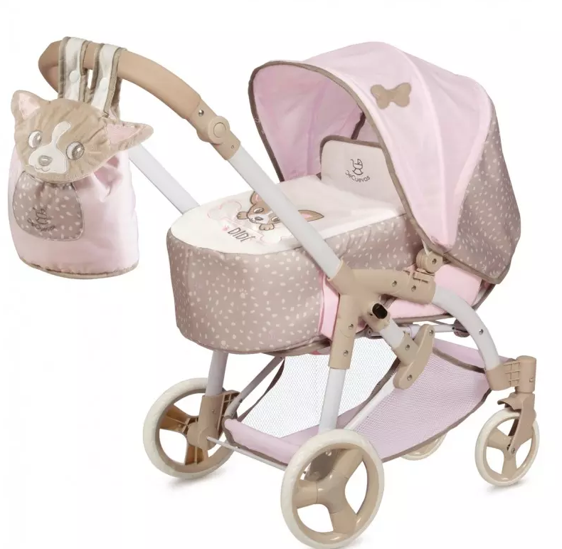 

DeCuevas Коляска трансформер 3в1 для кукол серия Диди (ручка 75 см, рюкзак) Арт. 81643 Бежевый