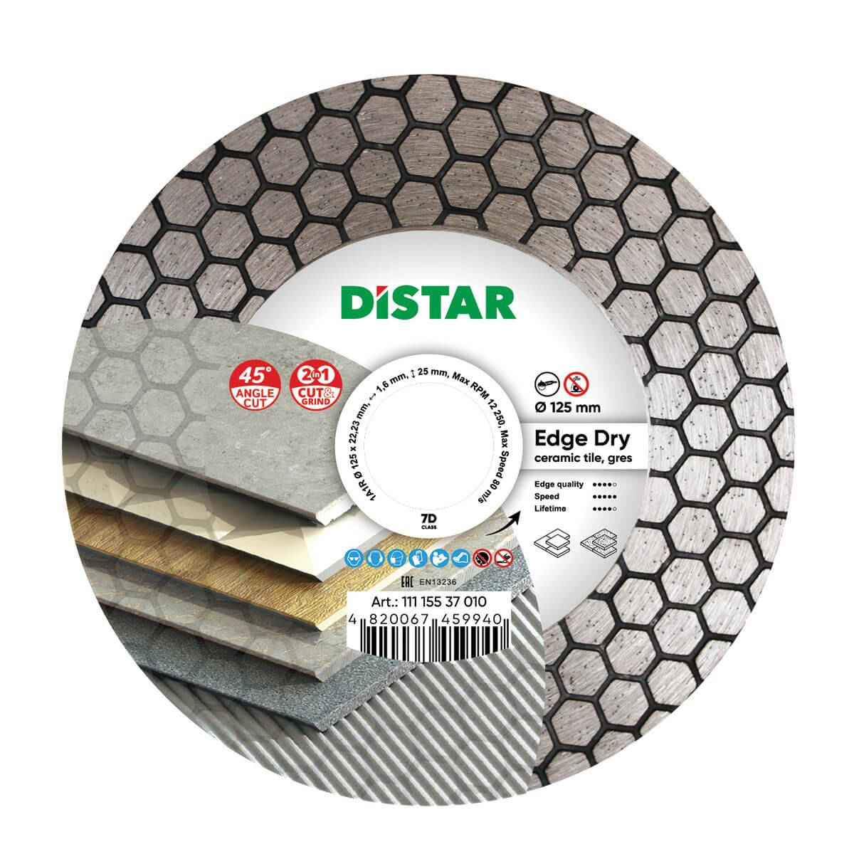 

Круг алмазный отрезной DISTAR 1A1R 125x1,6/1,2x25x22,23 Edge Dry (11115537010)