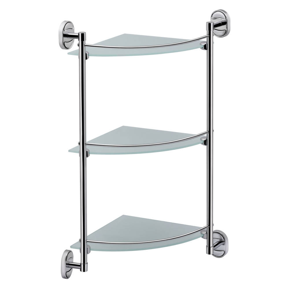 

Полочка настенная стеклянная для ванной LIDZ 114 LIDZCRG1141003 хром угловая 3-х ярусная 61631