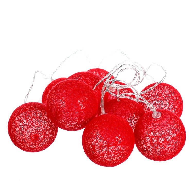 

Тайские фонарики 10 шт. "Красная" (1,6 м) LED гирлянда из шаров на батарейках