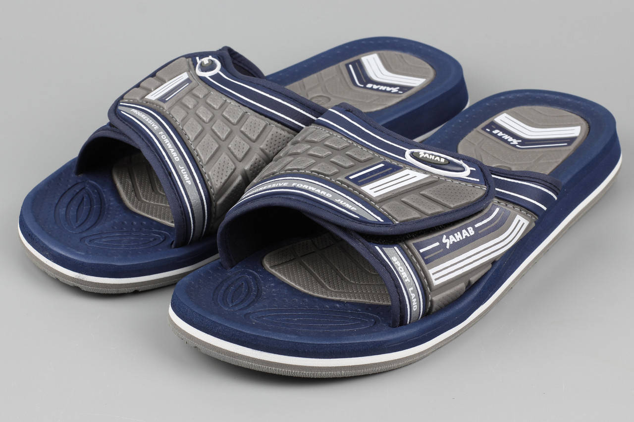 

Шлепанцы мужские на липучке синий Sahab SH22-002M Сахаб Размеры 42 43