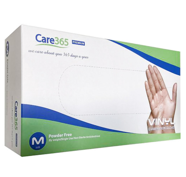

Перчатки виниловые неопудренные Care 365